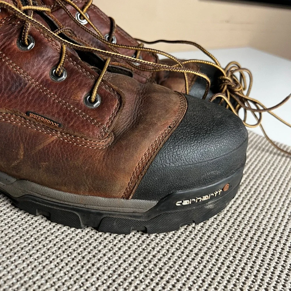 Carhartt Mens CME6355 Waterproof Composite Toe Work Boots Leather Size 12 M
